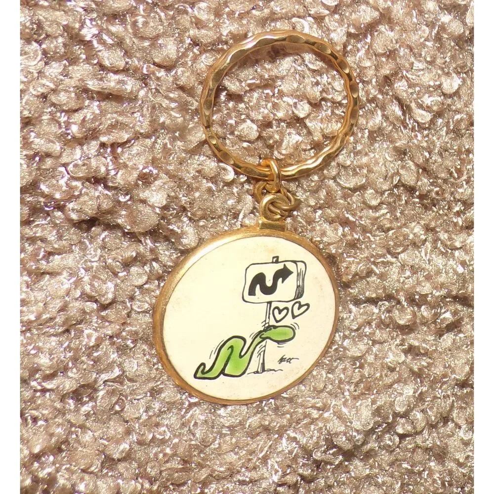 vintage metal BC comic snake with curve sign  Keychain Key Ring